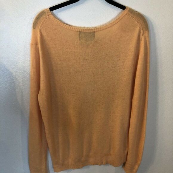Wildfox White Label sweater Sz XS sequin cheetah apricot Angora blend - Picture 7 of 7